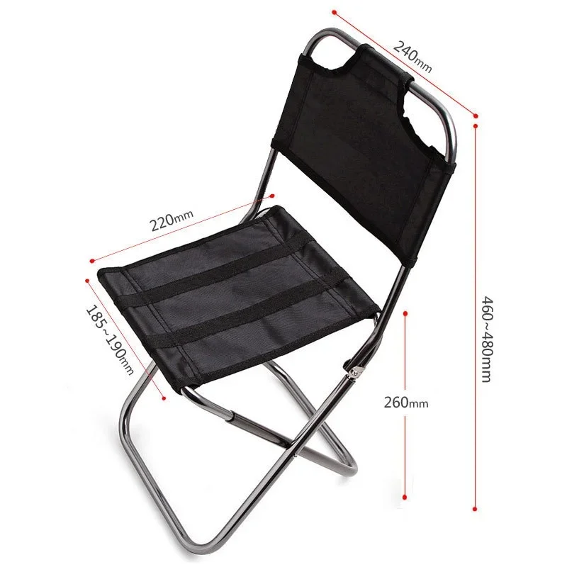 Portable  Aluminum Alloy Outdoor Lightweight Mini Folding Stool Fishing Chair with Backrest Bearing 100kg