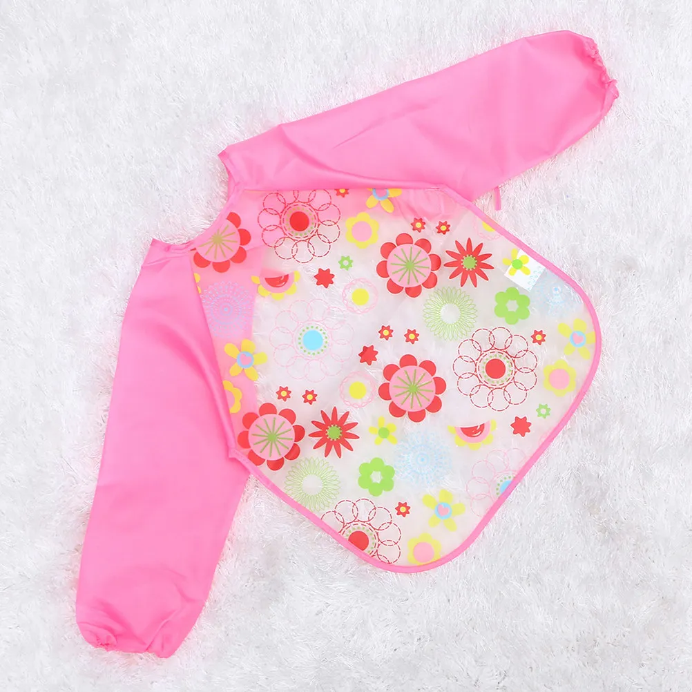 

2Pcs Baby Waterproof Art Aprons Long Sleeve Kids Painting Aprons Creative Cartoon Design Protective Drawing Clothes Pink