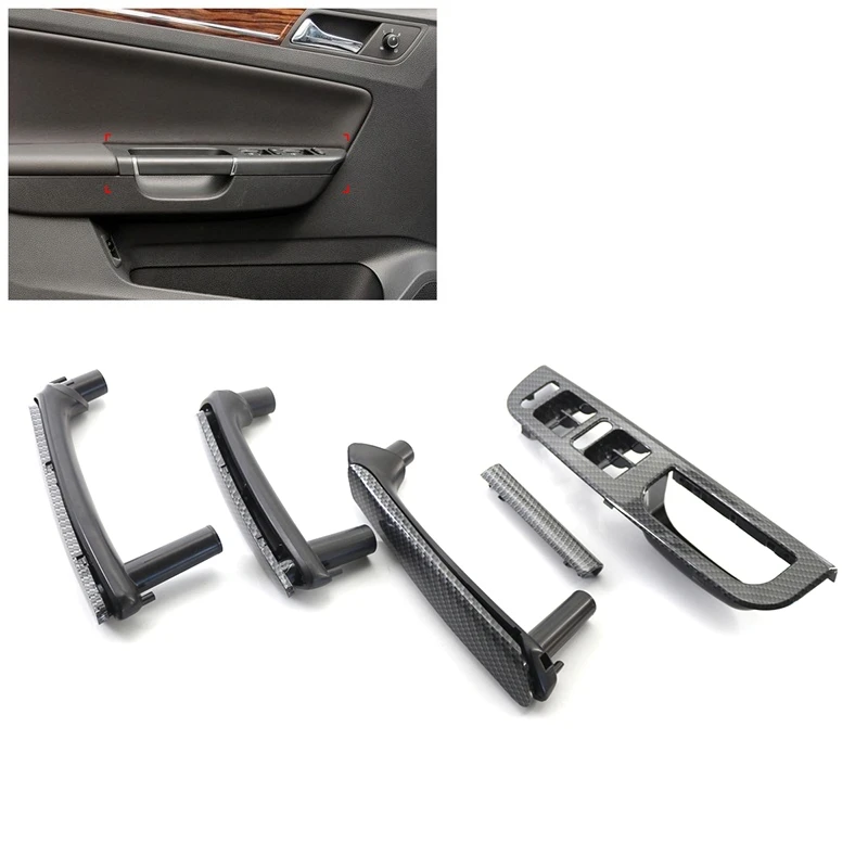 for Passat B5 1998-2005 Carbon Fiber New Interior Door Handle Window Panel Trim 5Pcs