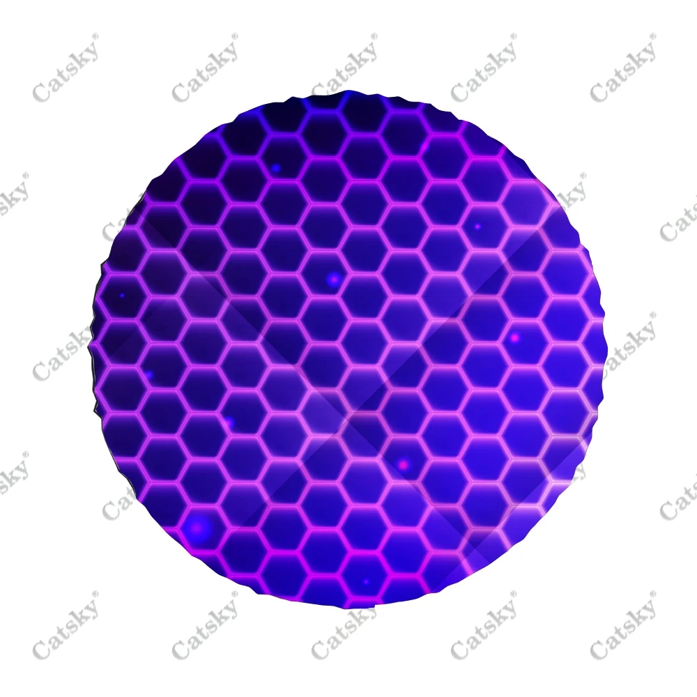 Futuristic Hexagon Pattern Polyester Universal Spare Wheel Tire Cover Custom Tire-Covers for Trailer RV SUV Truck Camper