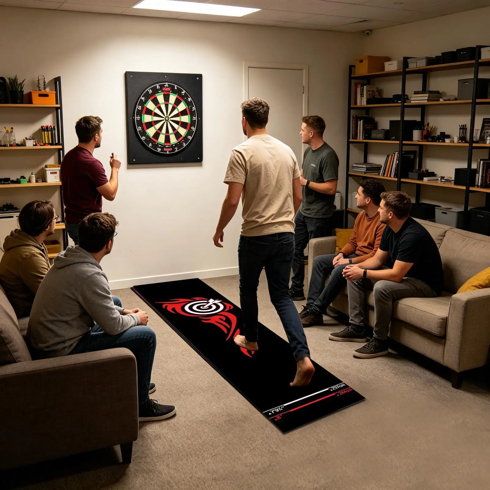 Dart Board Mat For Floor Anti-Slip Crystal Velvet With Throw Line Dart Carpet Mats For Recreation Center Sports Club Office