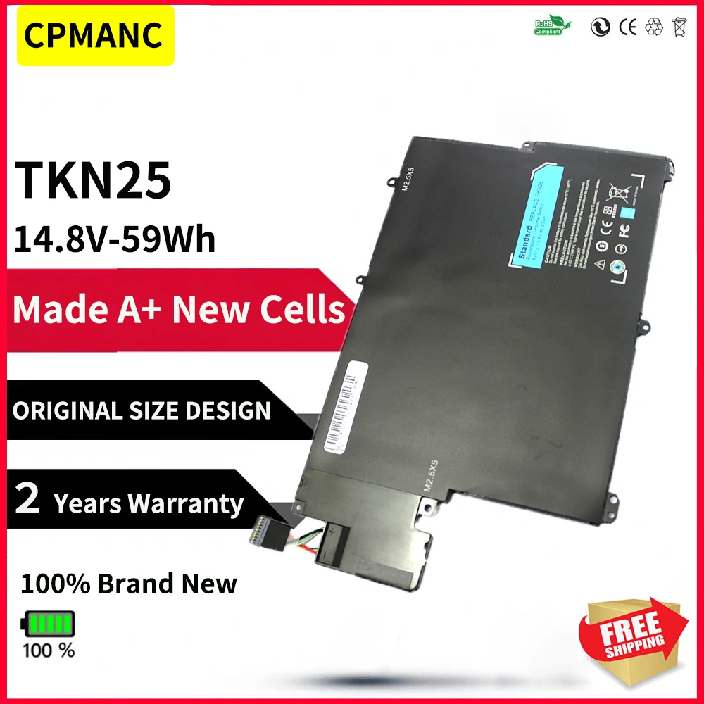 CPMANC-Batería de ordenador portátil TKN25, para Dell INSPIRON 5323 13Z-5323, para Vostro 3360 15-3000 3546D TRDF3 V0XTF VOXTF RU485 14,8 V 49WH