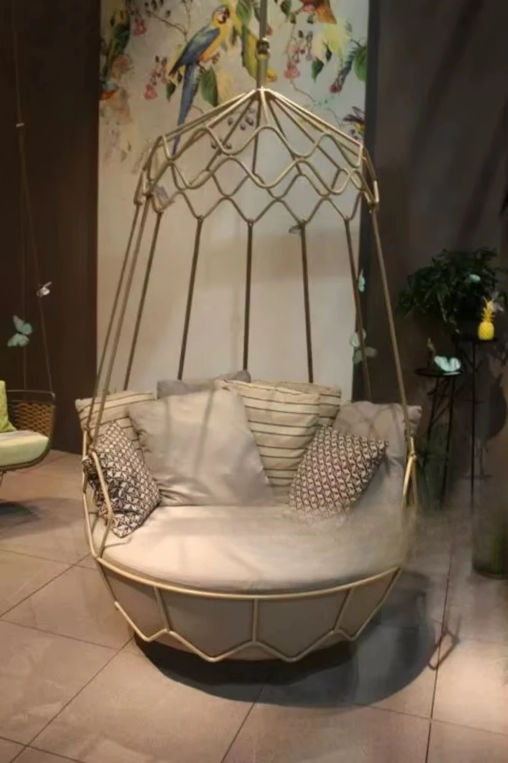 Patio White Aluminum  Stand Garden Swing