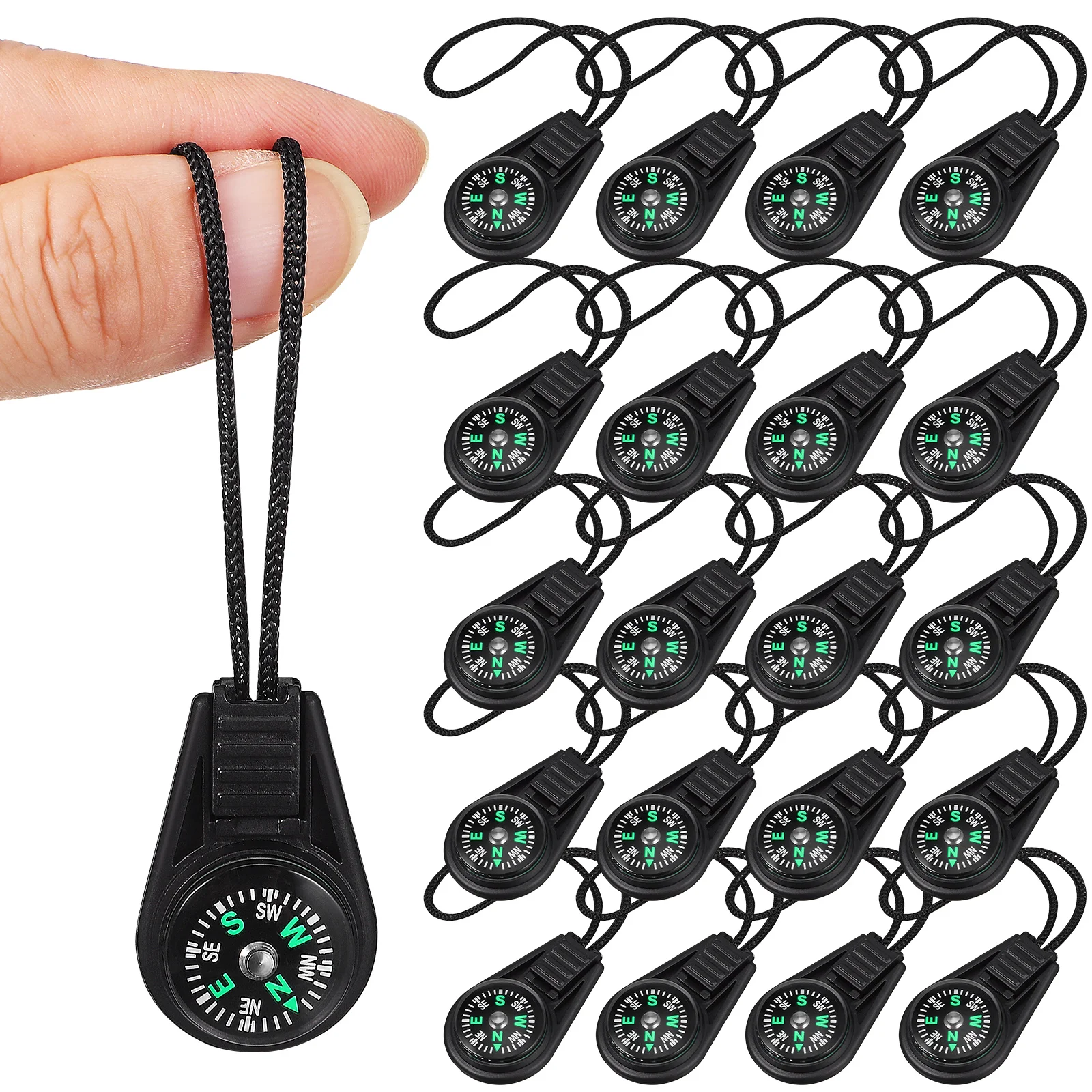 20pcs Mini Compass Set Portable Outdoor Navigation Tool for Camping Hiking Kids Party Favor Car Dashboard Gear Lanyard High