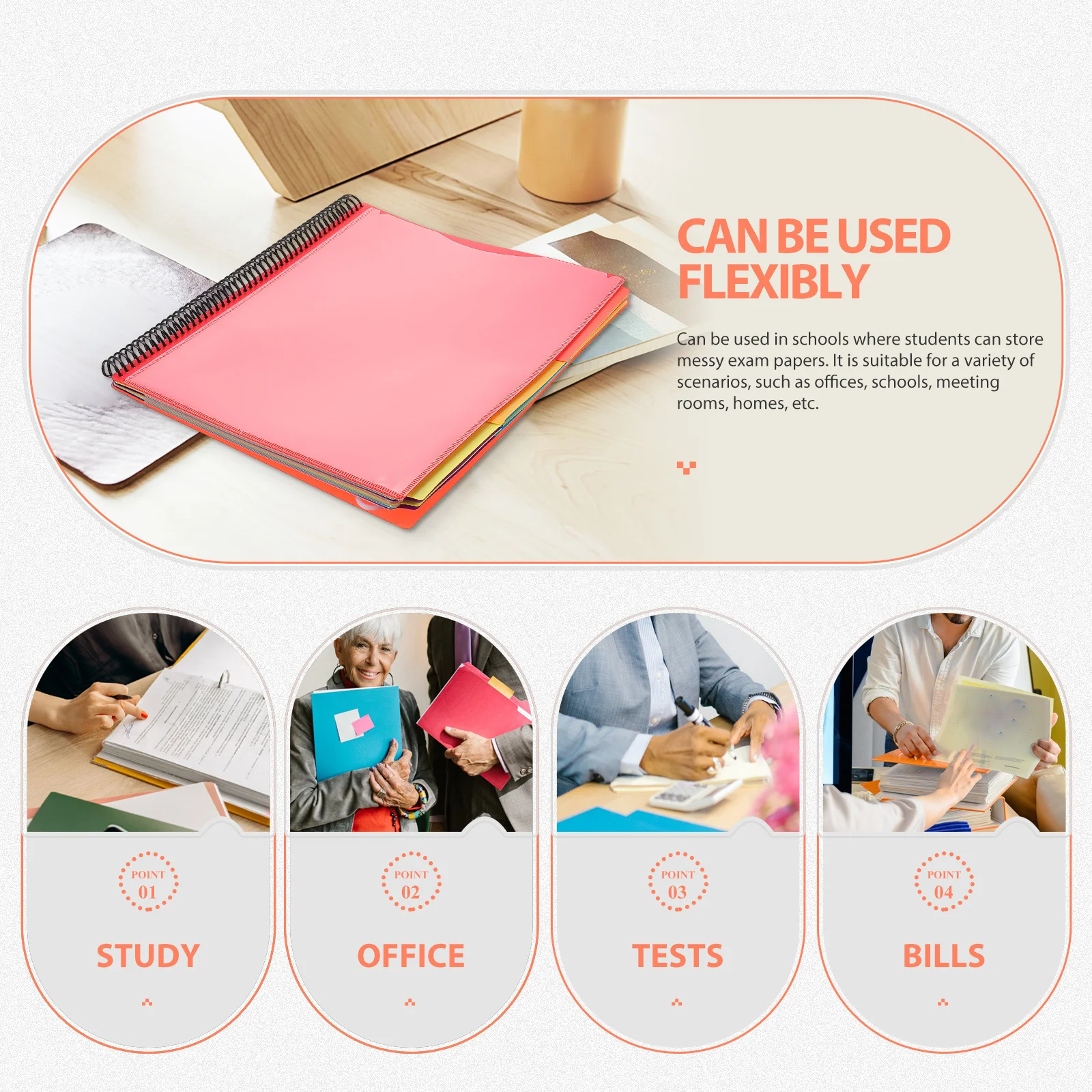 

Coil Design File Folder Plastic Document Organizer for Office School Home Paper Storage Container Folder