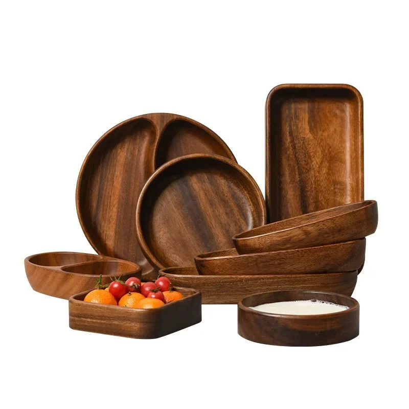 1 Pc New Household Walnut Nut Box Tray Japanese Style Wooden Fruit & Melon Seed Plate Solid Wood Food Tray Kitchen Storage Trays