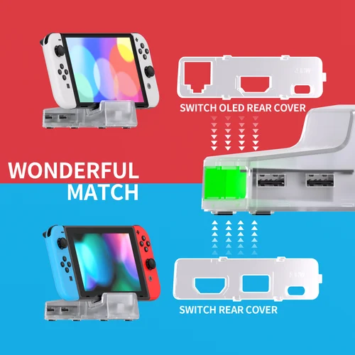 Imagen 2 del producto eXtremeRate AiryDocky Kit de bricolaje Estuche de repuesto para Nintendo Switch Dock, Mini Dock portátil Shell Cover para Nintendo Switch OLED