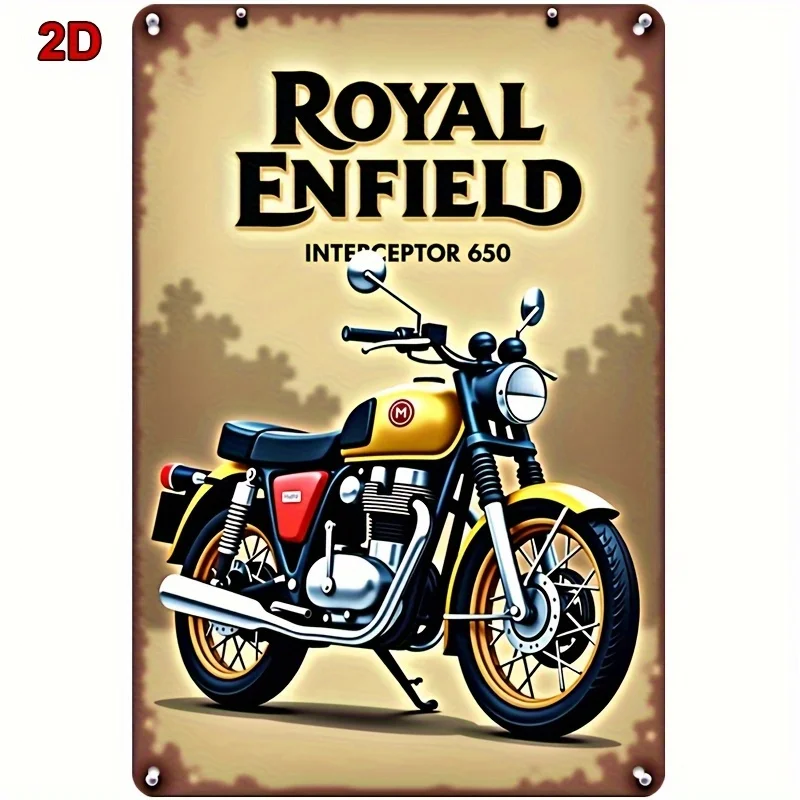 Royal Enfield Interceptor 650 Motorcycle Metal Tin Sign - Retro Wall Decor for Bar, Garage, Cafe, Studio, Game Room -  , Black