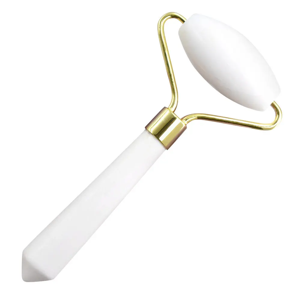 1Pcs White Jade Massager Natural Facial Roller Comfortable Grip Soft Skin Care Tool for Face Puffiness Migraine Relief Beauty