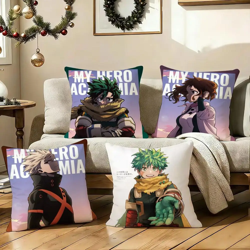My Hero A-Academia Cushion Cover Soft Plush Double-Sided Decorative Pillow Cover Cozy Sofa Cushion Case Living Room Home Gift
