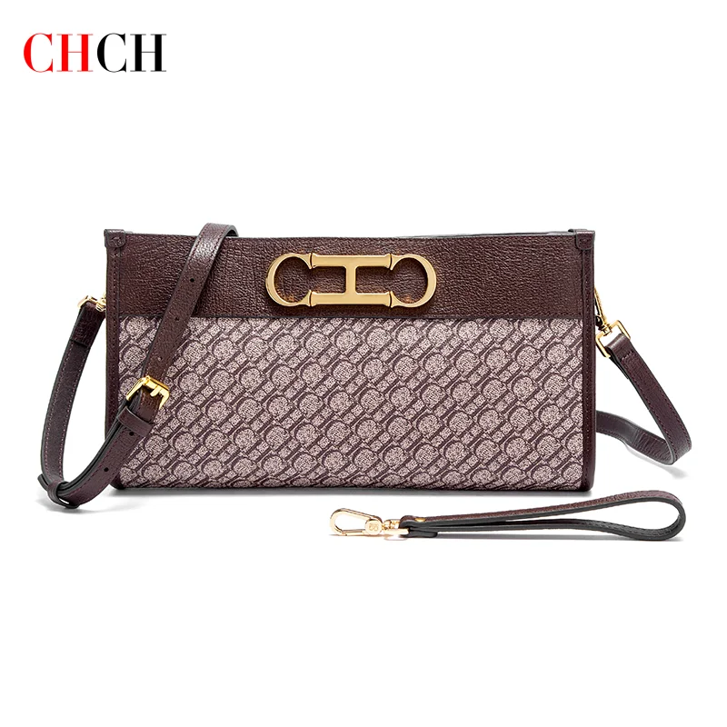 CHCH Crossbody Bag New Retro Cowhide Leather Splicing Business Handbag Wallet