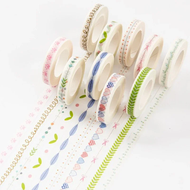 10m Cute Slim Paper Tape Sticker Pencil Note Dividing Line Marking Tape for Scrapbooking Girls Journals Decorative DIY Supplies