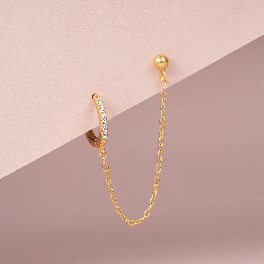CANNER 925 Sterling Silver Chain Tassel Zircon Drop Earrings For Women 18K Gold Ins Simple Star Moon Earrings Fine Jewelry Gift — zdjęcie 6
