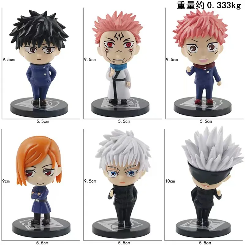 6 Teile/satz Jujutsu Linie Anime Figur Gegenseitige Hilfe Satoru Yuji Kojo Figur Puppe Spielzeug Action Figur Yuji Kojo Fushiguro Modell Spielzeug