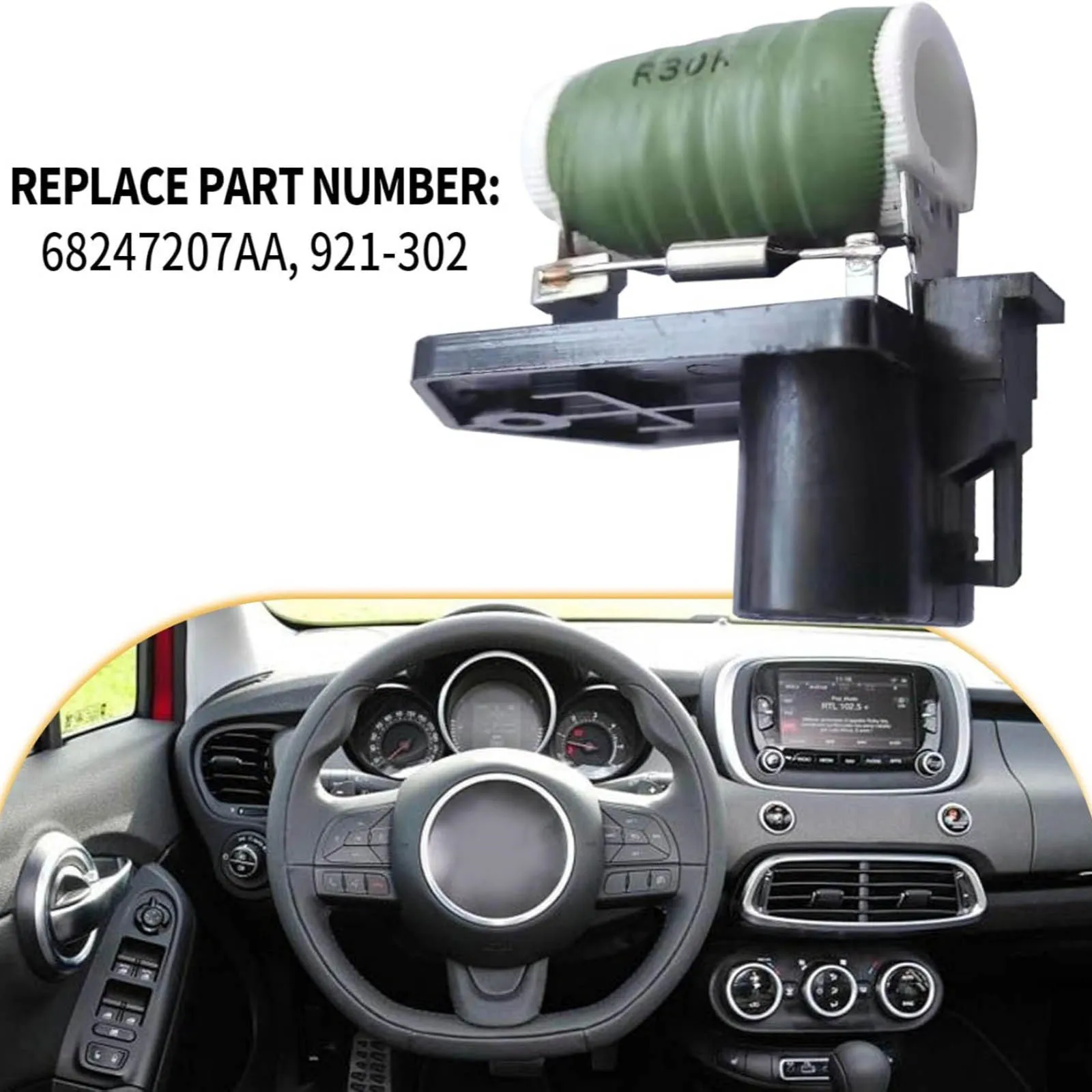 68247207AA 921-302 Radiator Fan Resistor for Jeep Renegade Ram ProMaster City Fiat 500X 2015-2020 Direct Replacement