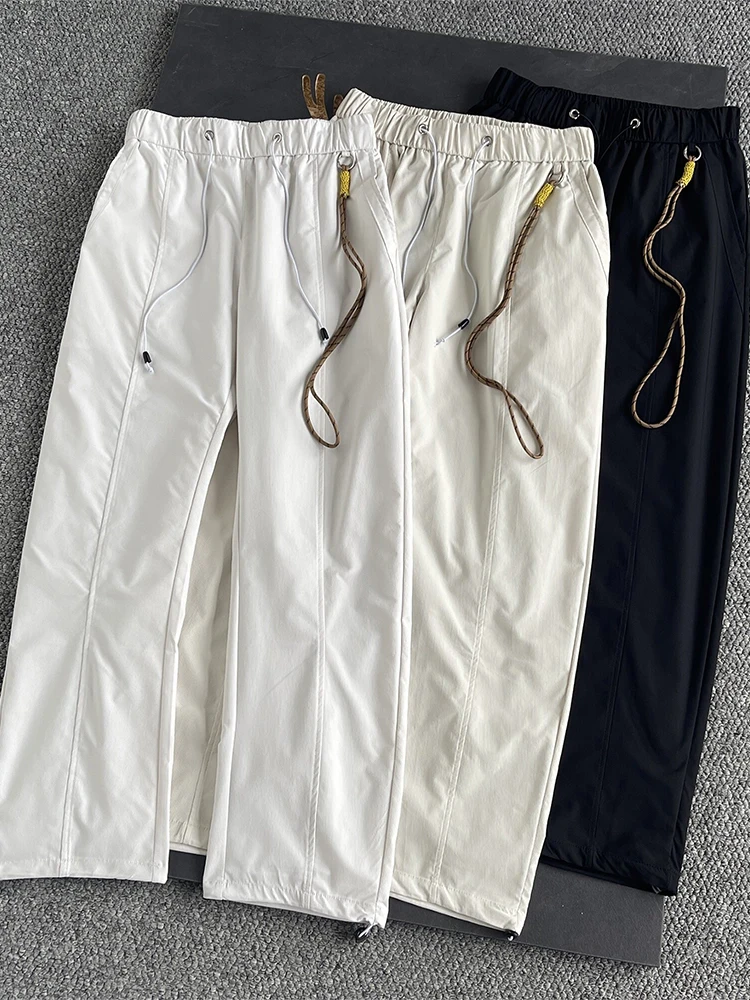 

American Sle Dstring Bend Knife Work Pants Men Summer Wer Texture Qui Dry Paratrooper Loose Casual Pants