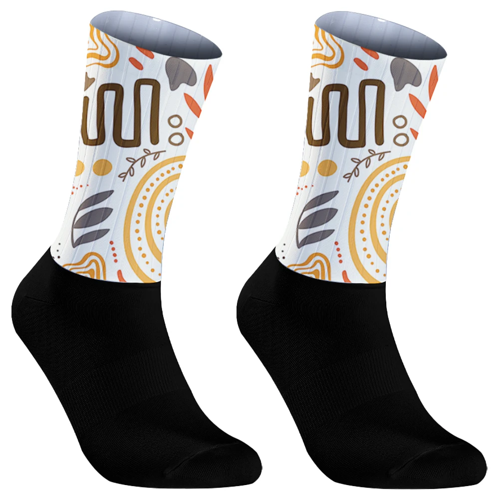 Muster Sommers port Rad socken rutsch feste Silikon Pro Outdoor Rennrad Socken Calcetines Ciclismo