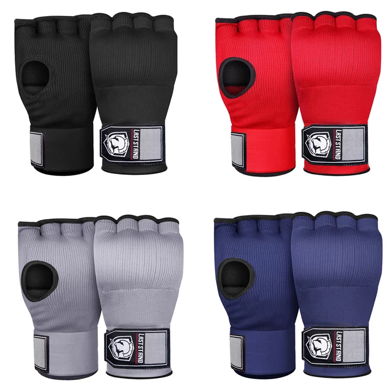 Gants de boxe avec dragonne longue pour hommes et femmes, gel de protection intérieur demi-doigt, équipement de karaté, 1 paire