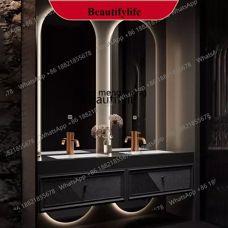 

D178 Y Double Basin Bathroom Cabinet Combination Affordable Luxury Style Stone Plate Bathroom Washstand Bathroom Washbasin
