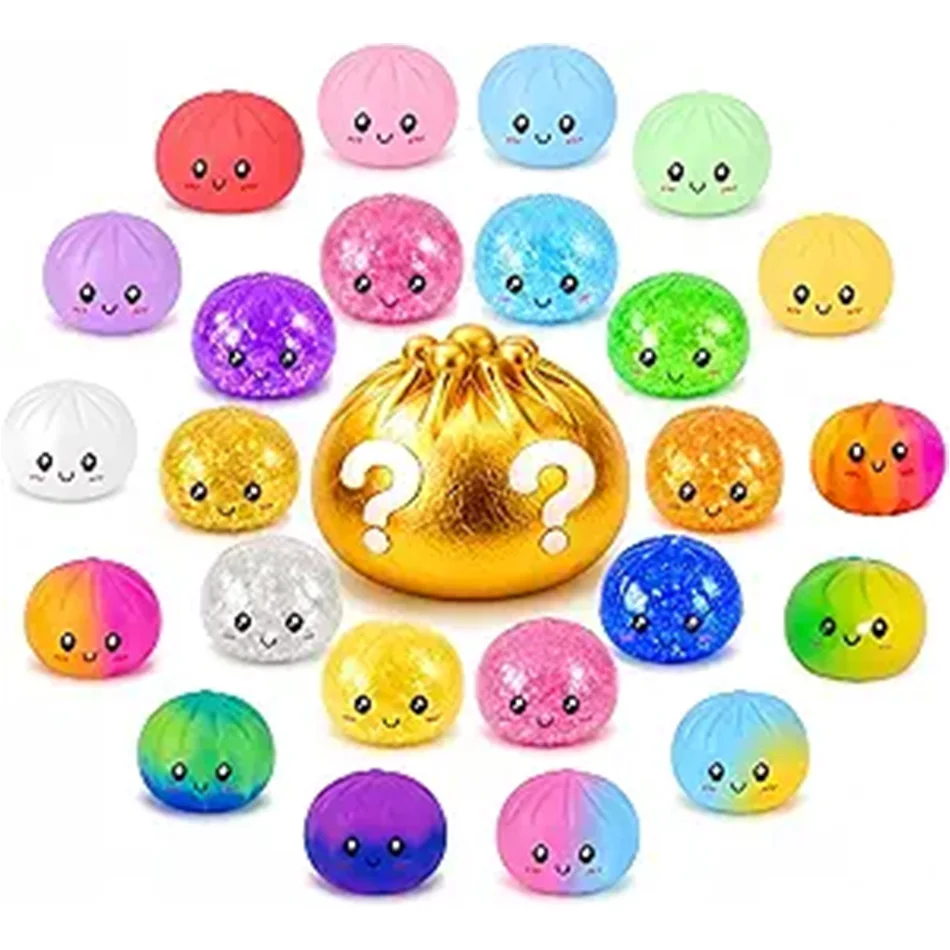 1pcs Realistic Giant Dumpling Squeeze Toy with Bamboo Steamer Soft TPR Dough Ball Decompression Fidget Toy Creative Funny Gift