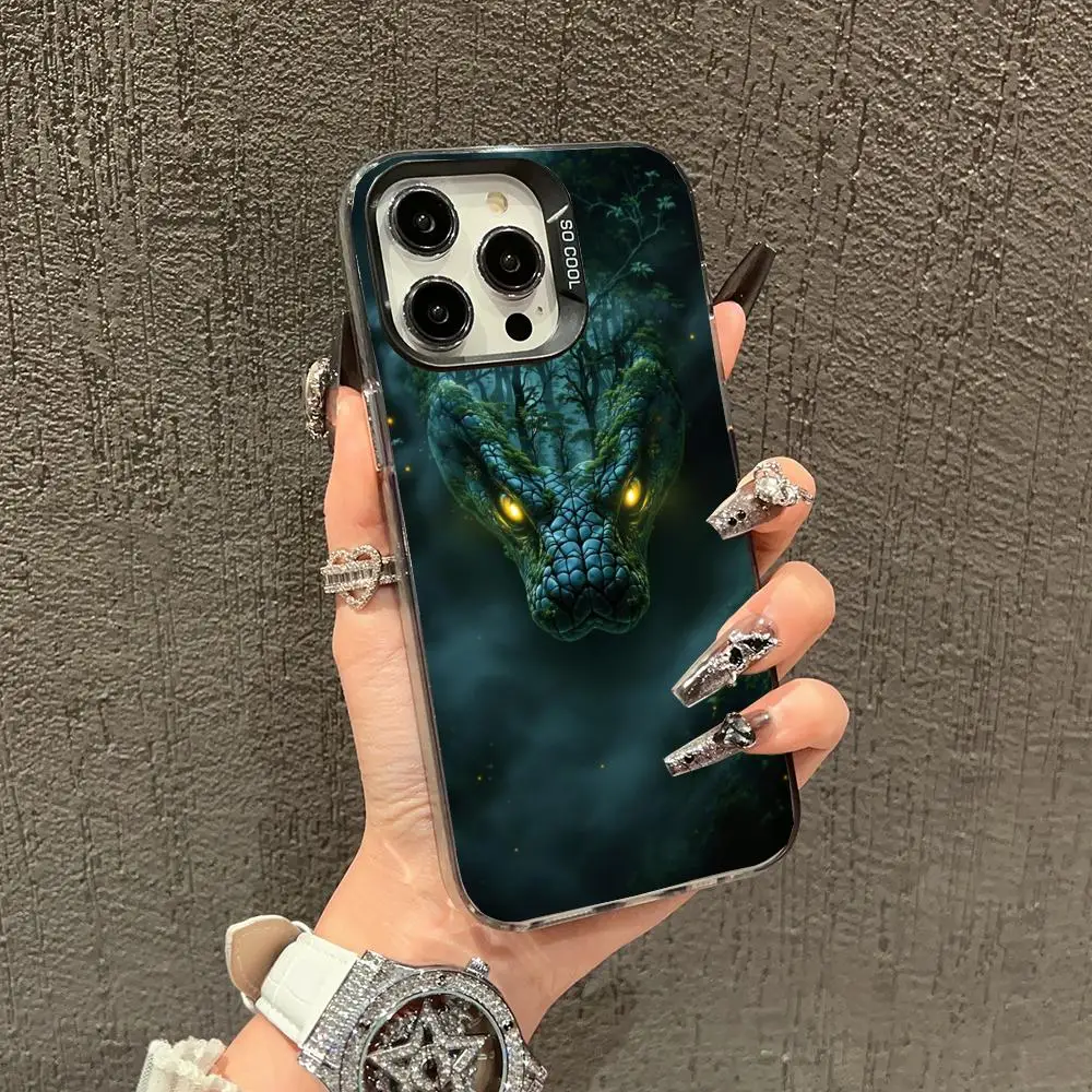

A green dragon pattern Phone Case case for iPhone17 16 15 14 13 12 11 Pro/ Max/Plus shock-proof rear cover anti-fingerprint