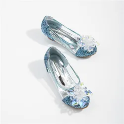 Chaussures de princesse à talons hauts pour filles, chaussures en cristal transparent pour enfants, beau spectacle, nouveau, printemps