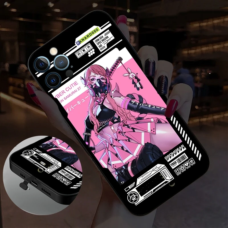 Anime Incoming Call Led Flashing Glowing Phone Cases Light Up For Samsung S23 S21 S22 Plus Ultra Note 10 20 Ultra A21S A53 A14