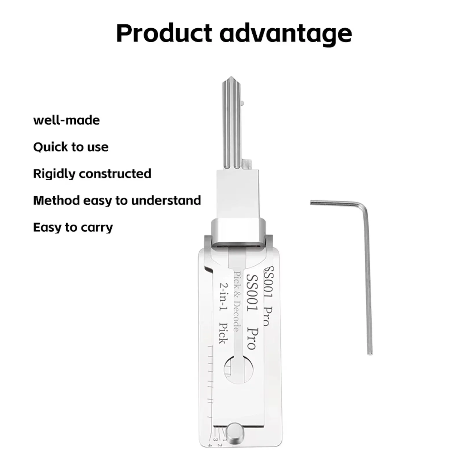 SS001 Pro Schlüsseldecoder Edelstahl 2-in-1 Schlossöffner Präzisions-Hakenschlüssel-Set Wartungs- und Reparaturwerkzeug zum Entsperren – Detail 1