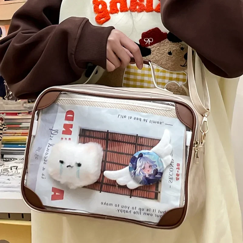 

HAEX Vintage Women Ita Bags Harajuku Aesthetic JK Uniform Crossbody Shoulder Bolso Mujer Y2K Students Maillard PU Bag Female