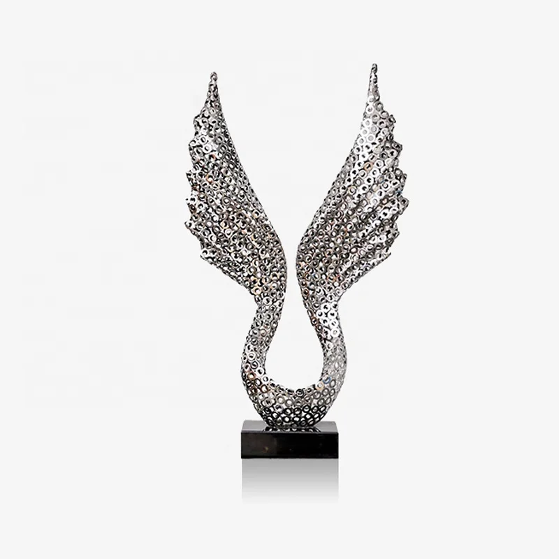 

Metal hollow wing sculpture stainless steel ornament craftsmanship