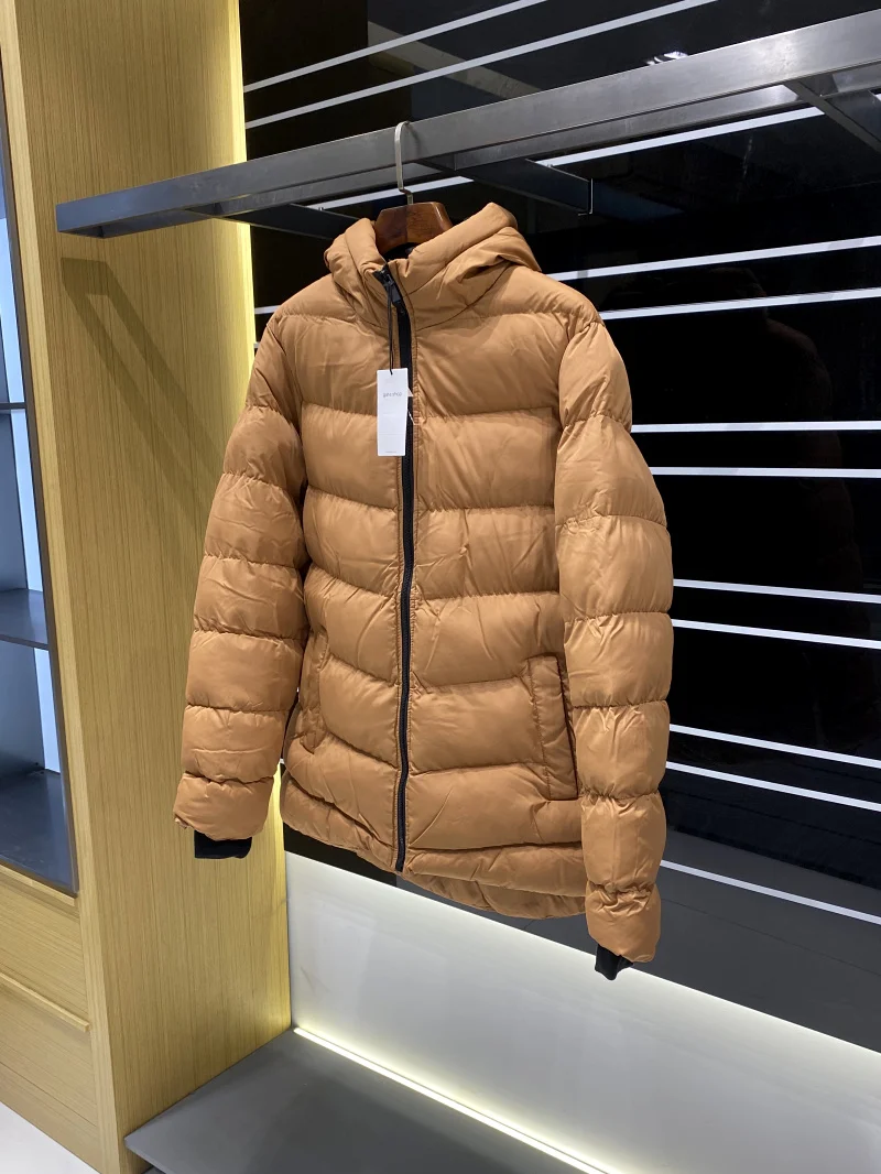 معطف بقلنسوة كاجوال للرجال من القطن الدافئ من Thiened مقاوم للرياح ومقاوم للماء وديكور بسحاب للشباب