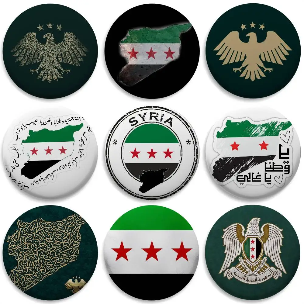 

Syria Flag Map Logo Badges Round Exquisite Badge Brooches Creative Pins For Clothes Hat Backpack Gift Accessories
