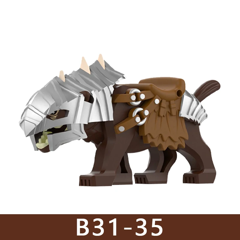 Mittelalterliche Burg Soldat Figuren Bausteine Ritter Ork Krieger Drache Wolf Tiere Kampf Flaggen Zubehör Ziegel Spielzeug Jungen