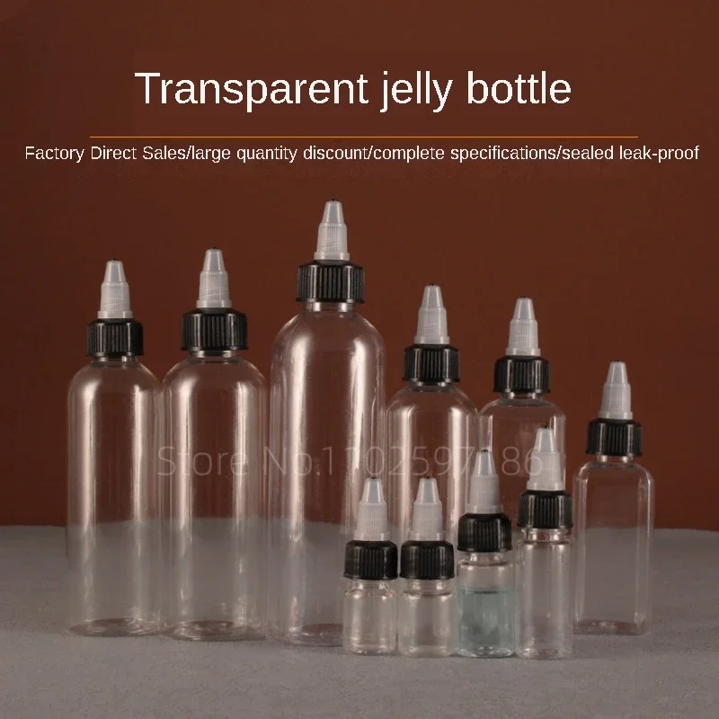 20-200ml Pointed Gel Bottle Squeeze Drip Transparent Plastic Squeezed Semi Cap Nose Extruded Sub Painting Ink Adjustment Split