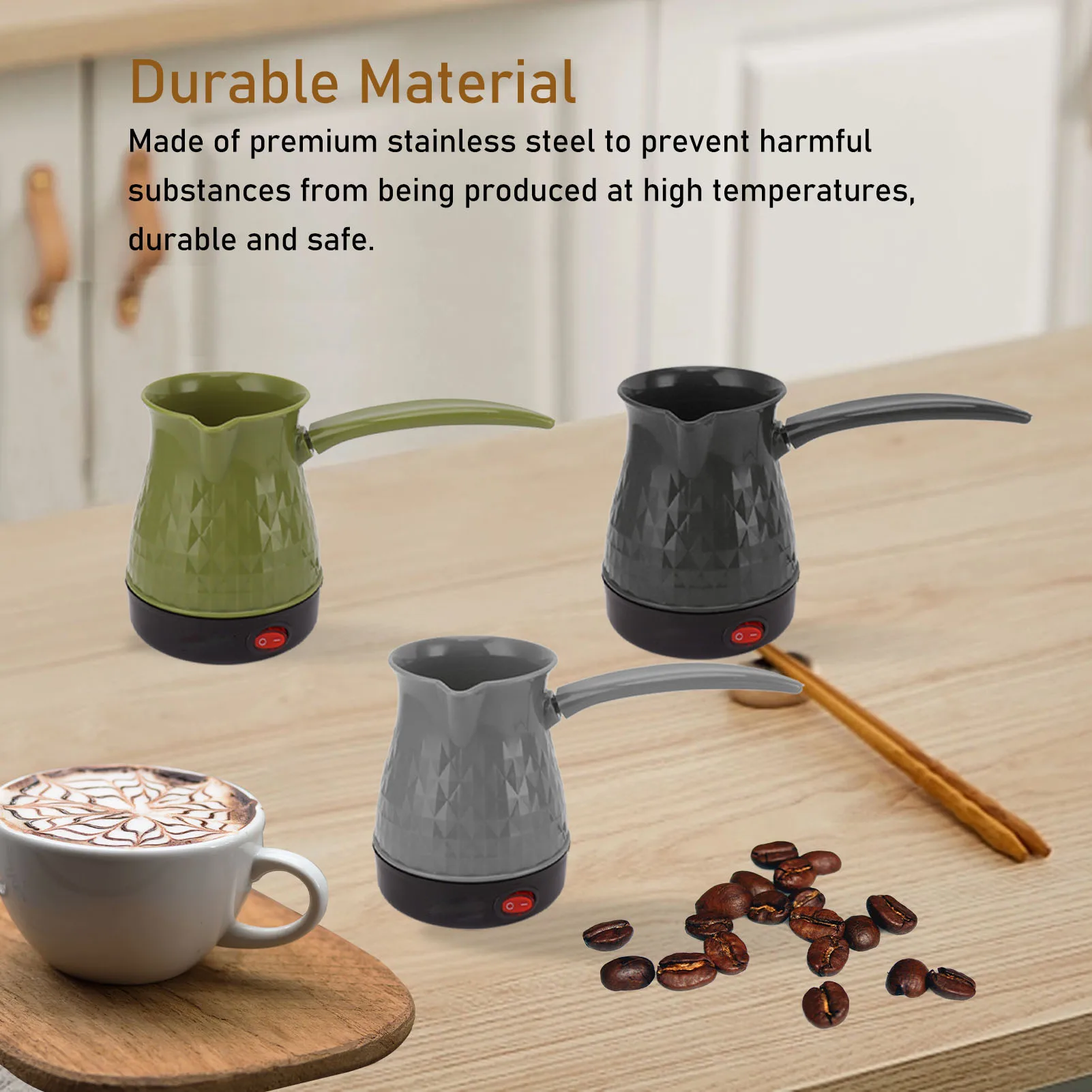 500ML Electric Coffee Pot Fast Heating Dual Protection Portable Coffee Pot with Detachable Handle 600W