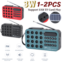 1/2PCS 3W FM DC 5V Support USB TF Card Play Mini Portable FM Radio Dual channel BT Wireless Speakers Solar Charging