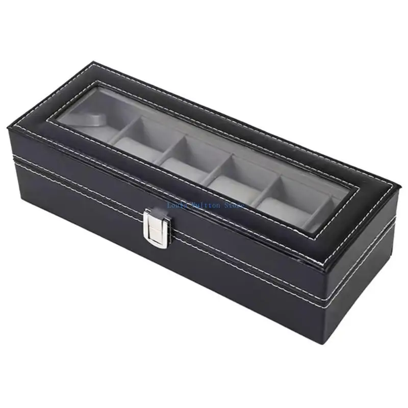 

L5YB Multi-Functional 6 Slot Leather Showcase Watch Case for Birthday Valentine's Day Wedding Christmas New Year
