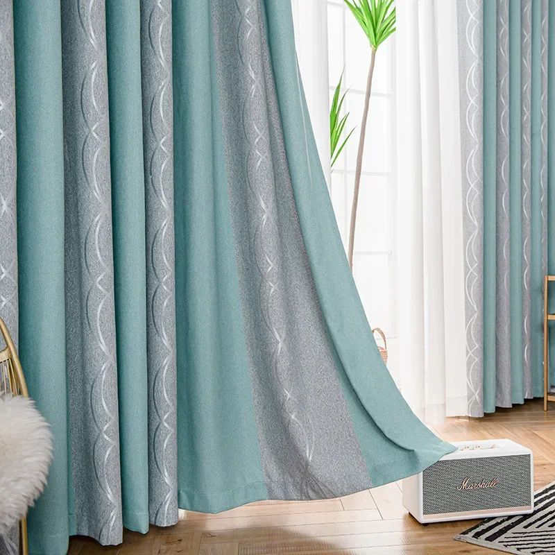 Neue nordische moderne minimalist ische hohe Verdunkelung acht Zeichen Jacquard Vorhang Wohnzimmer Schlafzimmer Hotel Vorhang Stoff 1