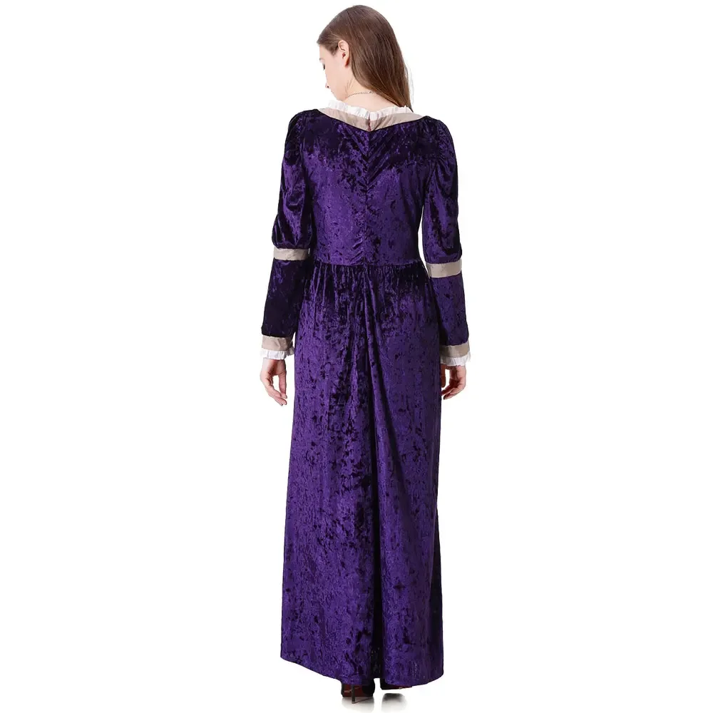 Vestido renascentista medieval de halloween para mulheres, vintage, retro, corte, princesa nobre, fantasia de cosplay, vestido de bruxa