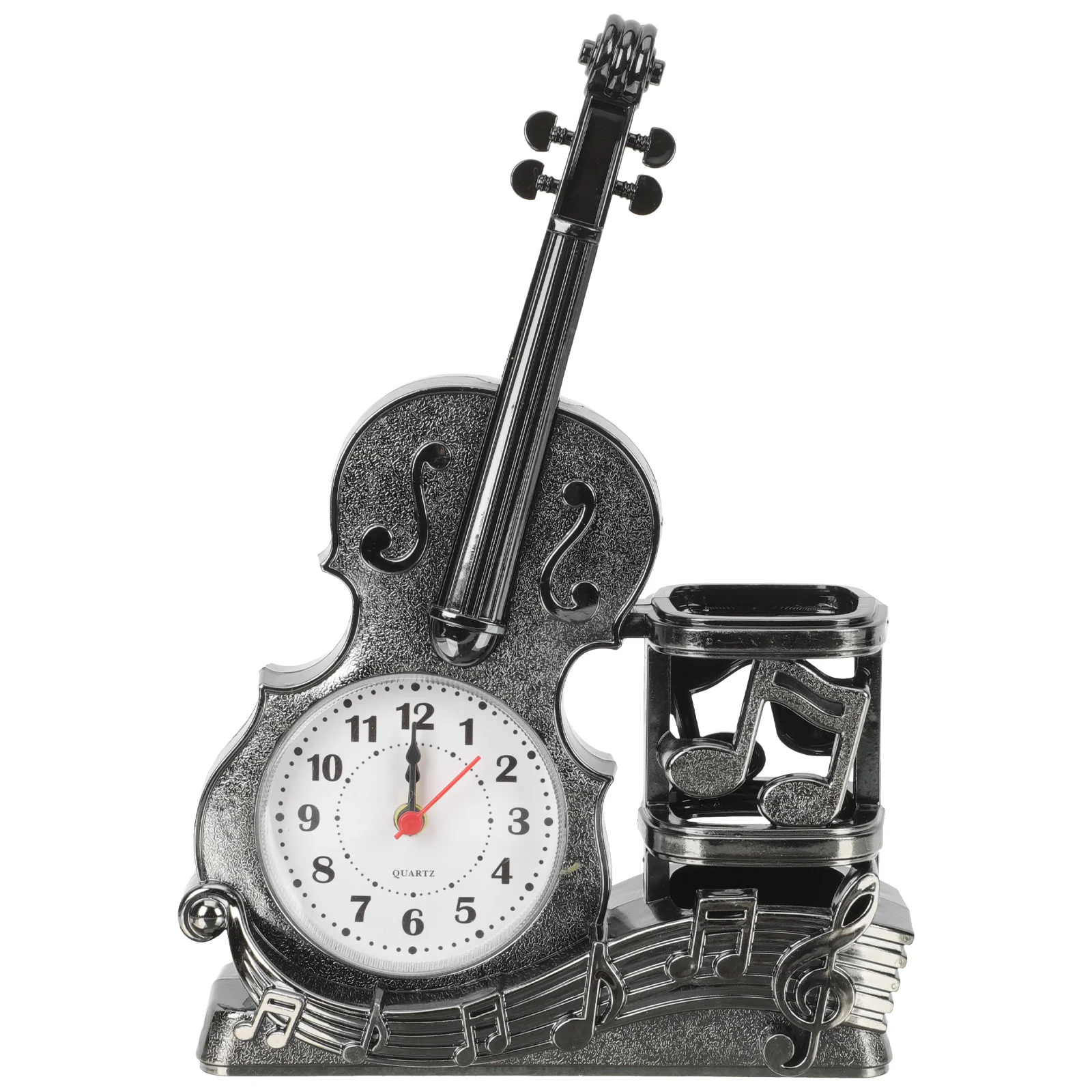 

Violin Alarm Clock Decoration Pen Holders for Desk Vintage Home Retro Clocks Small Pencil Man