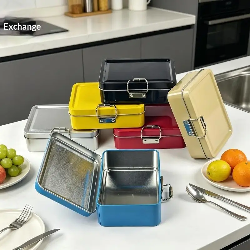 Flip Cover Buckle Iron Box Solid Color With Lid Multifunctional Fishing Craft Storage Tin Metal Fishhook Organizer Case