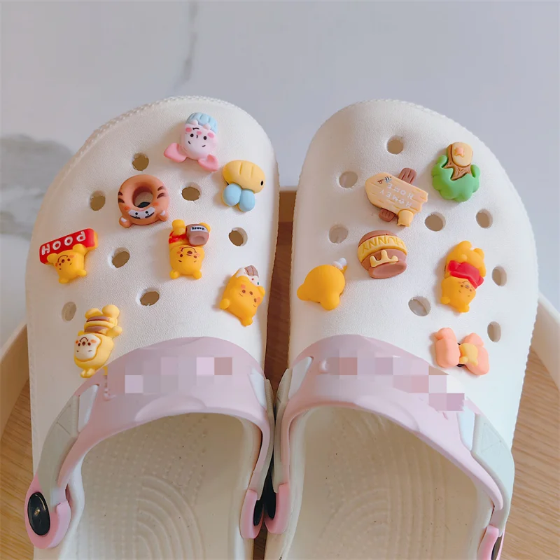 Cute Anime Winnie Bear Shoe Charm for Crocs Charms 13pcs Pack Sale for Crocs Shoes Accessories Girls Cartoon Shoes Decor Gifts