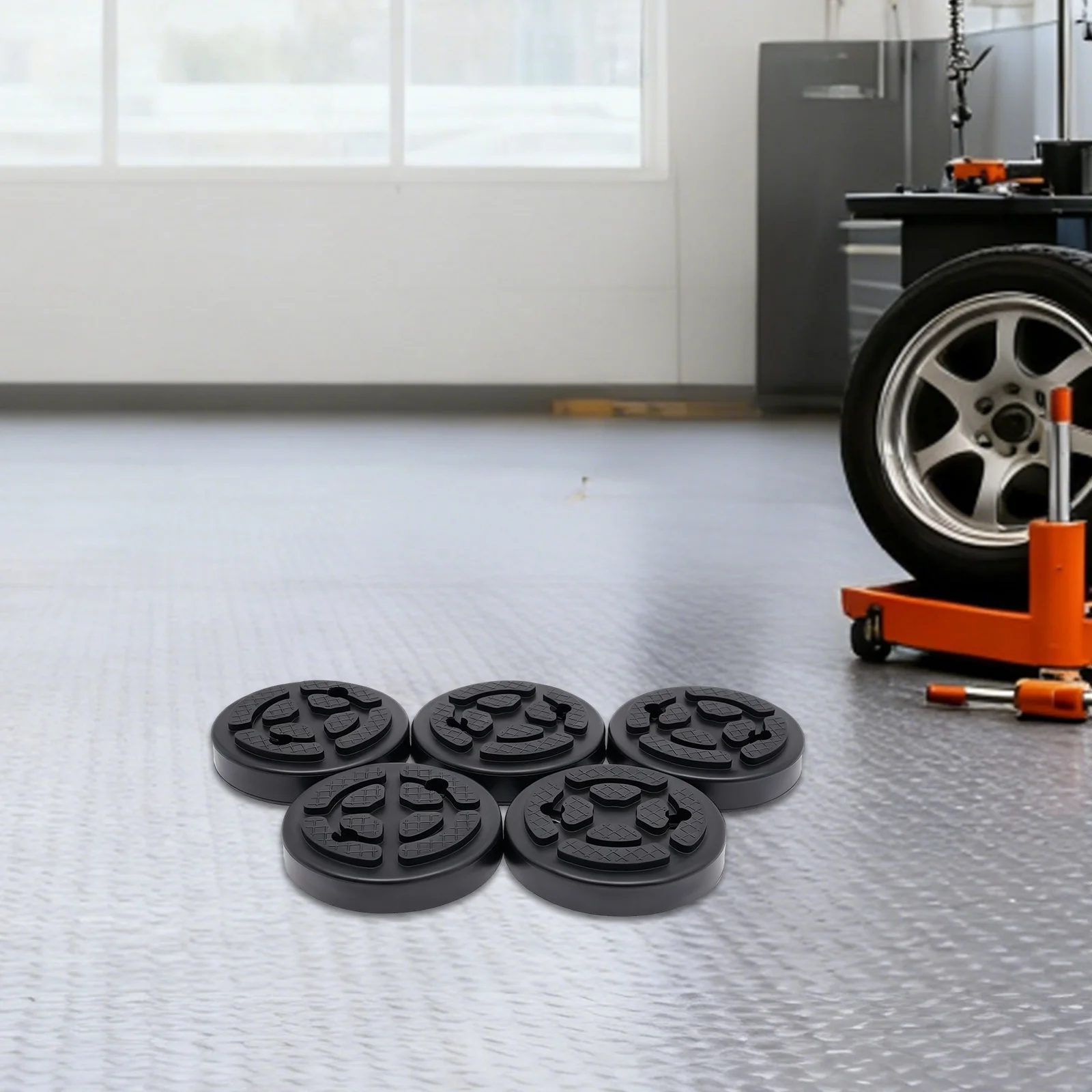 

5Pcs Round Rubber Lift Pads, 3.5lbs 4.7*1.2in Anti-Slip Auto Arm Pads For 2-Post 4-Post Car Lift Repair Maintenance