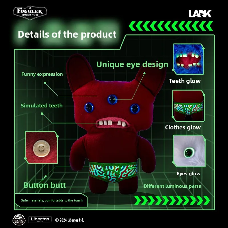 Fuggler 25cm Official Authentic Glowing Monster Luminous Doll Funny Toys Ugly-cute Glowing Plush Trendy Doll Best Gifts for Kids