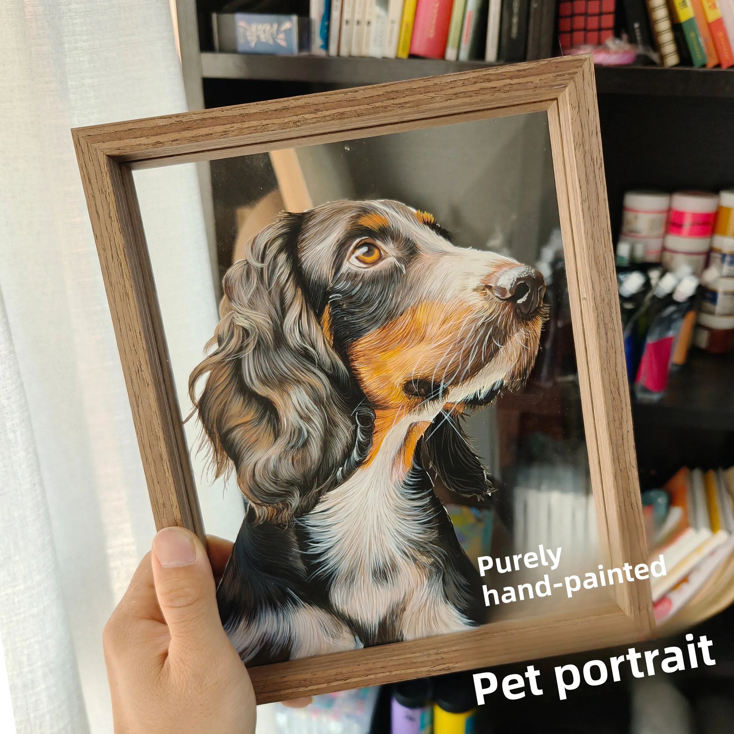 Custom Pet Portrait Glass Frame Cat Dog Hand Painted Memorial Art Unique Personalized Gift Wall Decor Home Handmade ZHAYA