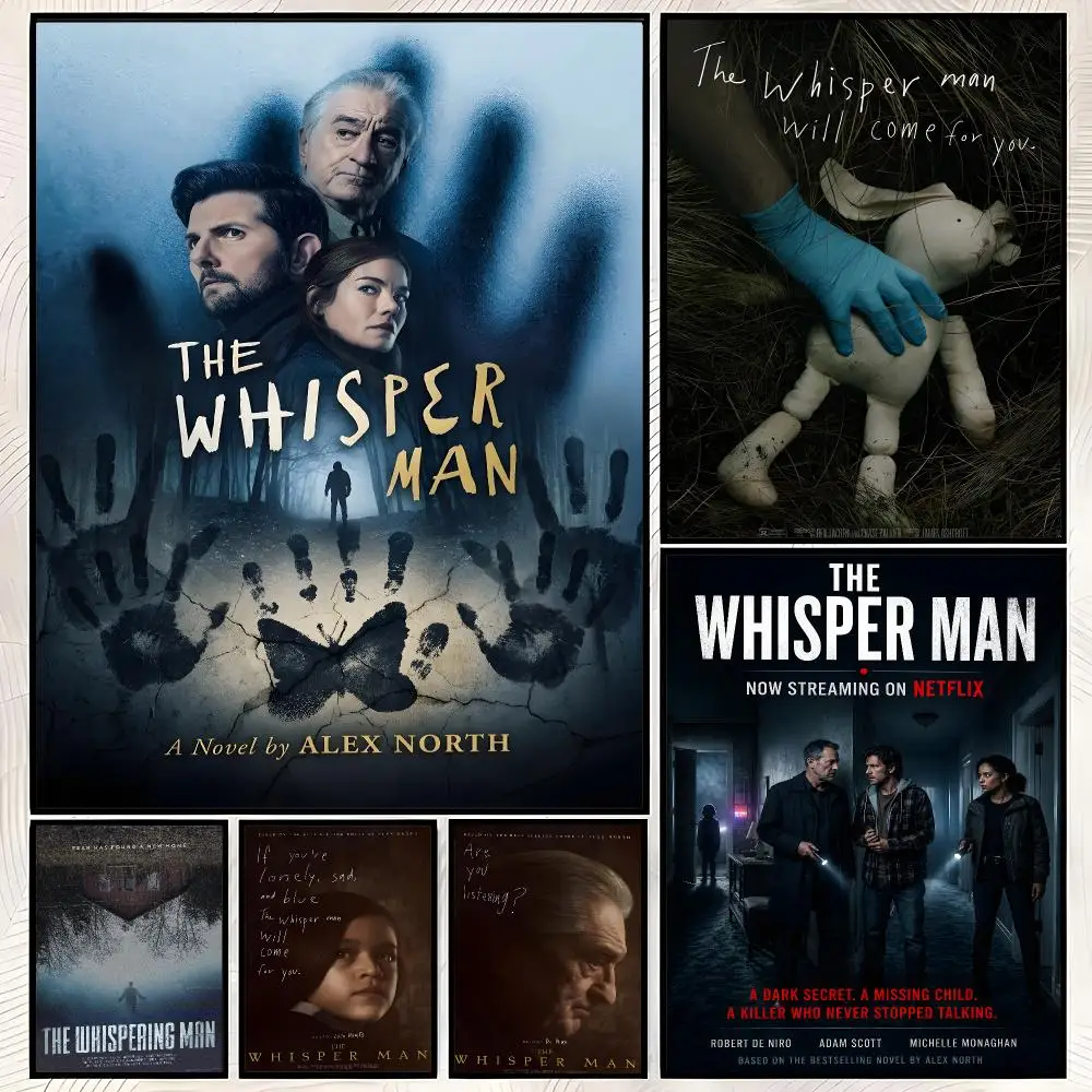 Book Crime Thriller Whisper Man Poster Self-Stick HD PP paper Wall Art  Waterproof Decor for Bedroom, Living Room，Gift
