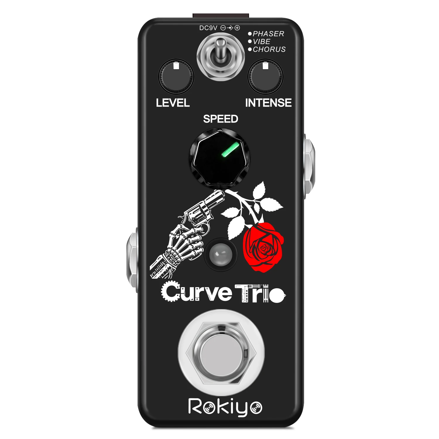 Rokiyo Digital Curve Trio 3-in-1 Multi-effects Guitar Pedal Phaser/Vibrato/Chorus Classic 80s Retro Psychedelic Tone Roto Engine