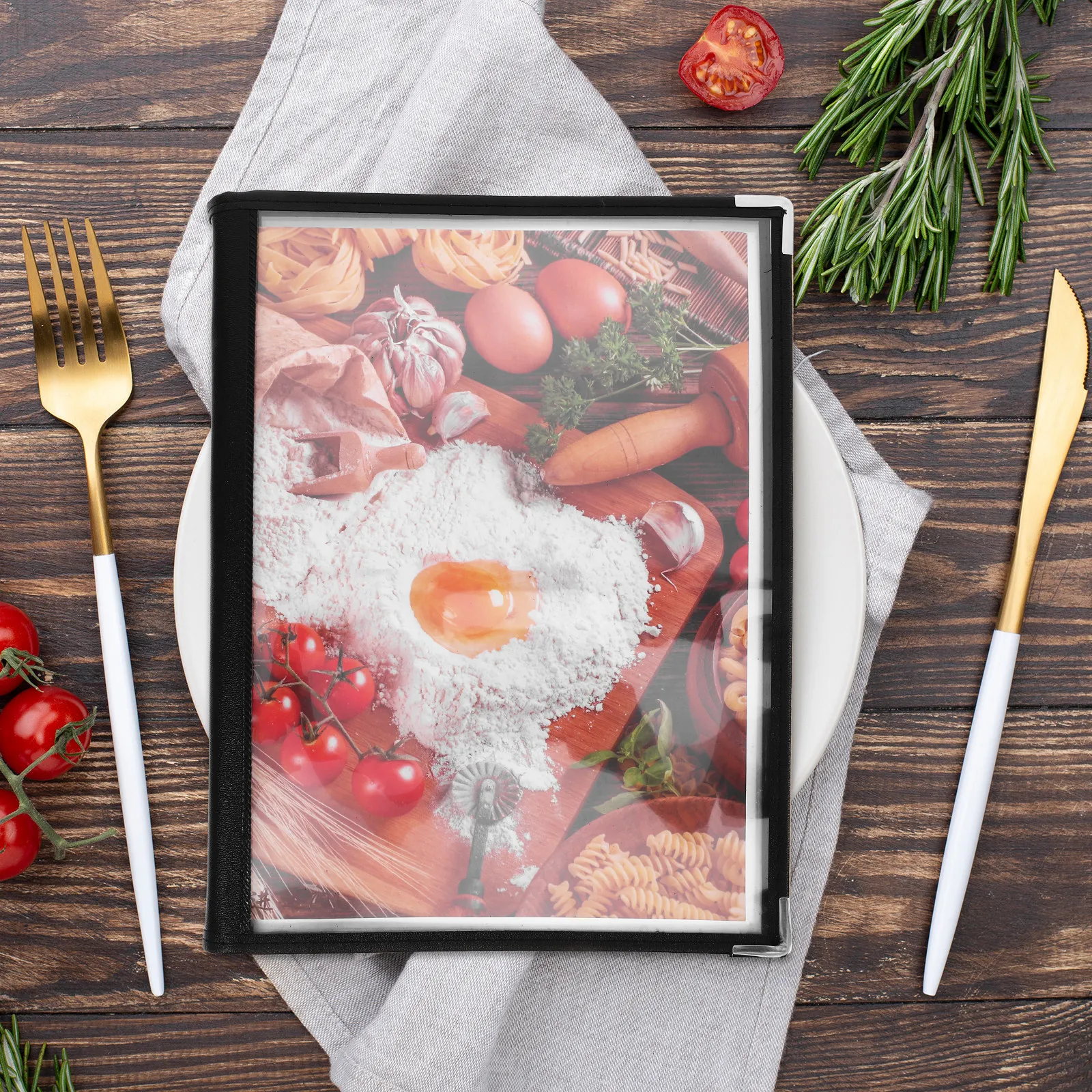 

Restaurant Menu Book 12 Sides Transparent PVC Material Elegant Corner Design Menu Cover Folder for Cafe Bar Dining