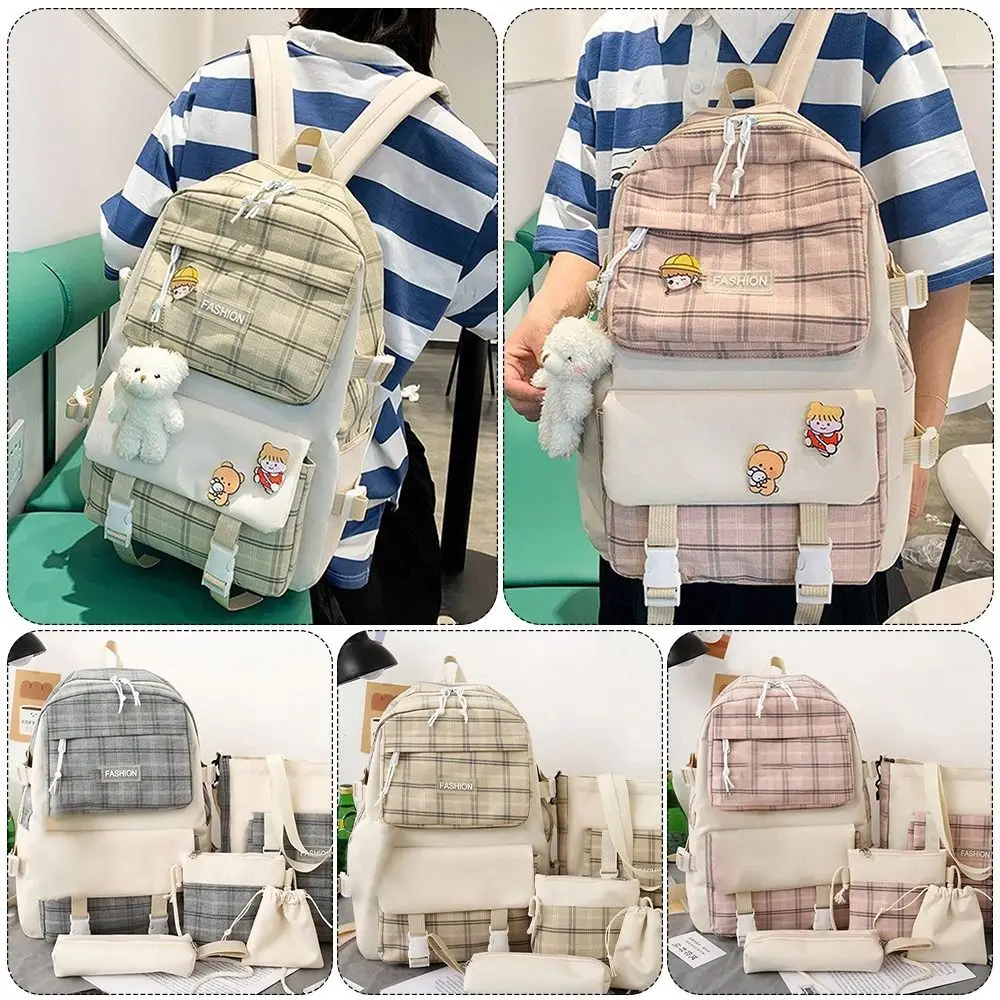 

Cute 5pcs/set Backpack Large Capacity Gift Schoolbag Single Shoulder Bag Women
