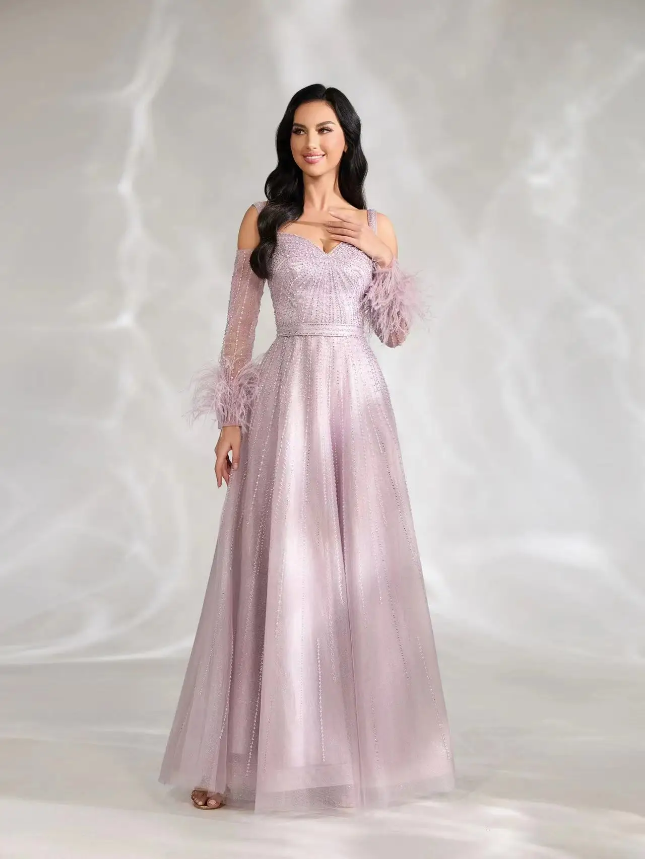 

(SALE)Shalimar Zhang Purple Arabia Luxury Beading Gowns Evening Dresses Luxury Host Dress Party dress Customized